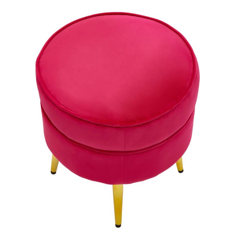 Bright Pink Velvet Foot Stool - veebees