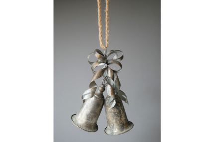 Rustic Silver Bells on Rope