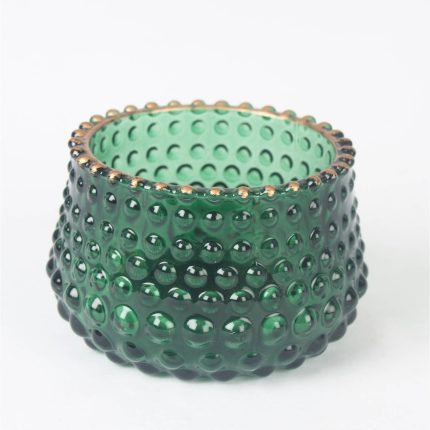 Glass Bobble Tea Light Candle Holder Green