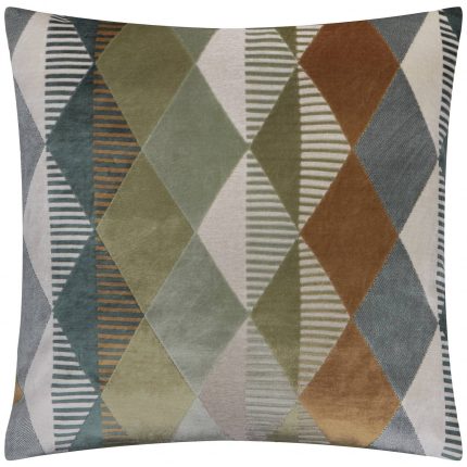 Metro Harlequin Velvet Cushion Green