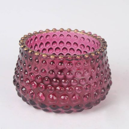 Glass Bobble Tea Light Candle Holder Ruby