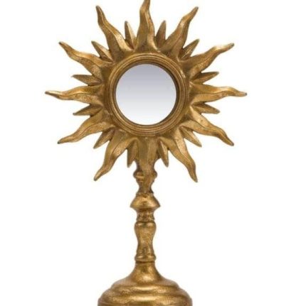 Antique Gold Sunburst Mirror On Stand