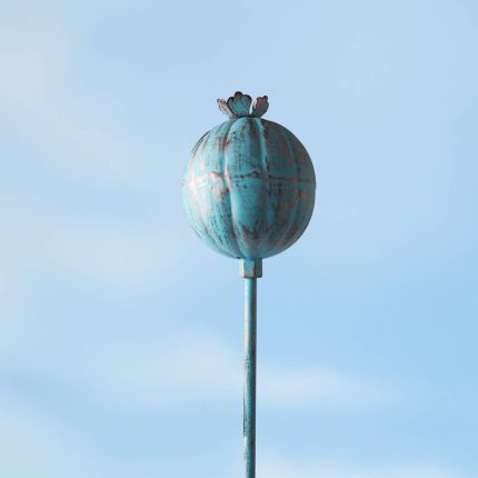 Recycled Iron Poppy Seed Head Garden Stake Decoration